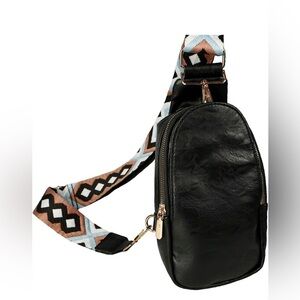 New Sling Bag for Women Crossbody Black PU leather Small with Adjustable Strap